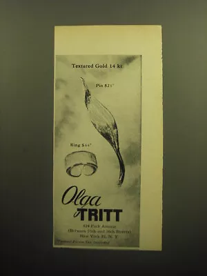 1958 Olga Tritt Jewelry Ad - Textured Gold 14 Kt • $19.99