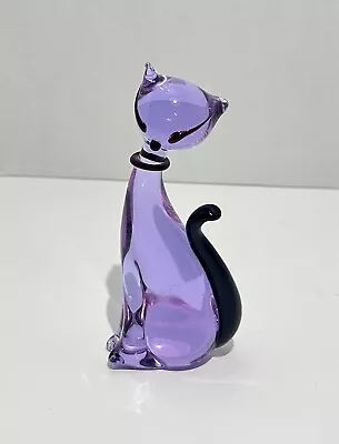 RARE Archimede Seguso Murano Italian Art Purple Glass Kitty Cat Figurine Read!! • $399.98