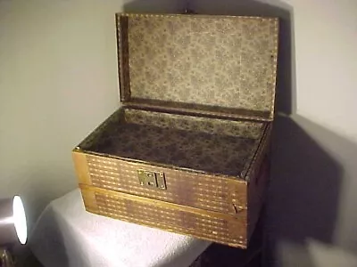 ANTIQUE WOOD & WALLPAPERED CHILDS  Original TRUNK + Original TOP Tray INSERT • $39.99