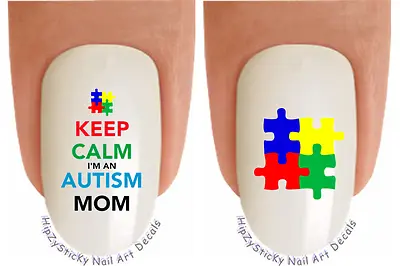 Nail Art 6514  Keep Calm Autism MOM Puzzle  Waterslide Nail Decals Transfers • $3.99