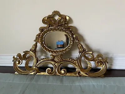 Vintage Style ITALY Carved MIRROR GOLD Euromarchi Wall ITALIAN Hollywood Regency • $150