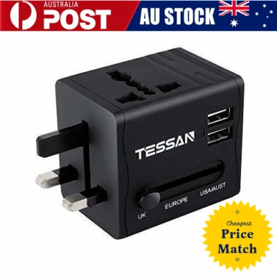 $21 • Buy 2 USB Charger Universal World Travel Power Adapter USUKEU Bali Plug Converter AU