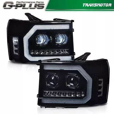 Smoked LED DRL Projector Headlights Fit For 07-13 GMC Sierra 1500 2500 3500HD • $163.99