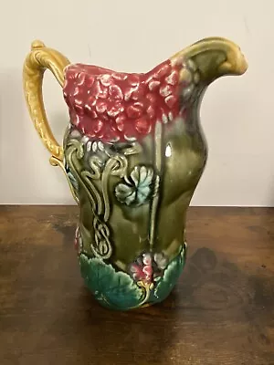 Antique Frie Onnaing Majolica Pitcher  Floral#758 Good Condition • $99