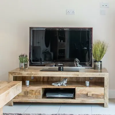 £319.95 • Buy Living Room Furniture Dakota Light Solid Mango Wood 2 Drawer Media Unit (85l)