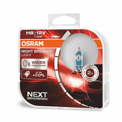 OSRAM Night Breaker Laser +150% H8 Car Headlight Bulbs (Twin) • $35.36