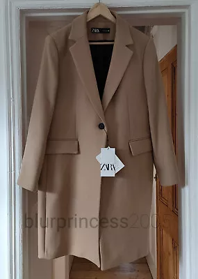 ZARA Wool Coat Blend Tailored Masculine Fitted Coat XL Light Tan Camel Beige • $191.67