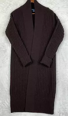 $99.95 • Buy Vtg Ralph Lauren Wool Cashmere Long Cardigan Sweater Womens XS Brown Open Front 