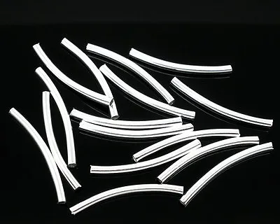 £1.20 • Buy ❤ 25 X Bright Silver Plated CURVED TUBE Spacer Beads 30mm Jewellery Making ❤