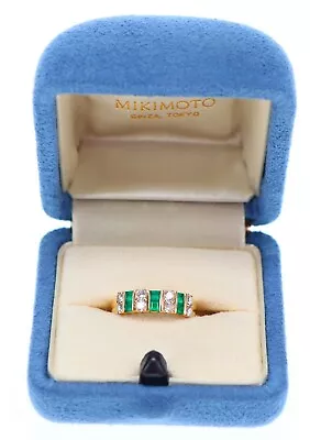 MIKIMOTO Ring Gold K18 Emerald 0.40ct  Diamond 0.38ct Green With Box Japan • $259