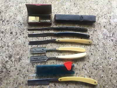 VINTAGE STRAIGHT BARBER RAZOR LOT USA GERMANY Wade & Butcher Henckels Gillette  • $85