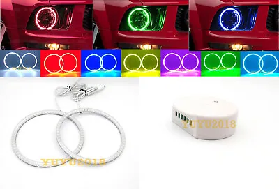 RGB Halo Ring For Ford Mustang 2005-2009 Headlight LED Angle Eye Bluetooth DRL • $58.21