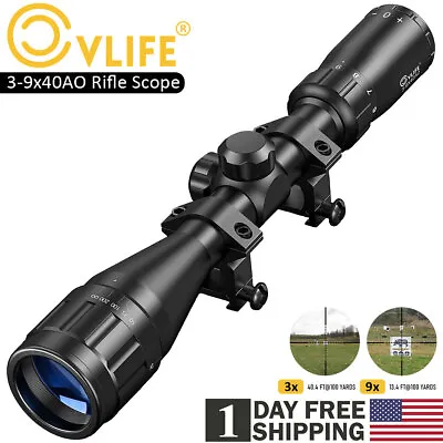 3-9x40 Rifle Scope Crosshair Mil Dot Gun Scope Adjustable Objective + 20mm Mount • $32.99