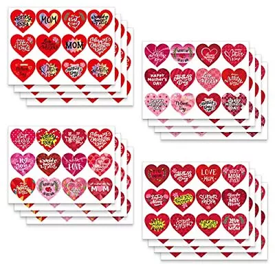 Heart Shaped Happy Mothers Day Stickers 192 PCS Best Mom Ever Sticker For Env... • $16.76