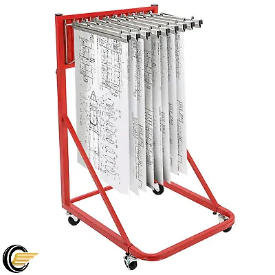 Mobile Blueprint Holder Vertical Poster Display Rack Plan Holder W/12 Brackets • $119