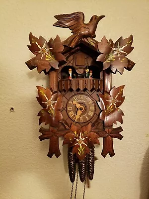 Vtg RARE Germany Hubert Herr Musical Cuckoo Clock Dancers Black Forest 1-Day  • £360.96