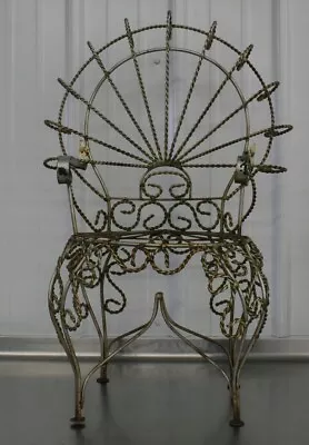 Antique Vintage Ornate Twisted Metal Peacock Back Kids Garden Chair Prop • $299.99
