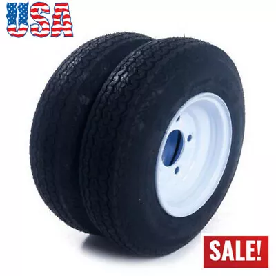 2Pcs Tralier Tires 480-8 4.80 X 8 8  B 5 Lug Hole Bolt Wheel Rims White 4 Ply • $113.94