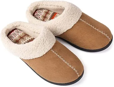 Women's Comfy Fleece Lined Slippers With Memory Foam House Shoes Indoor Outdoor • $14.39