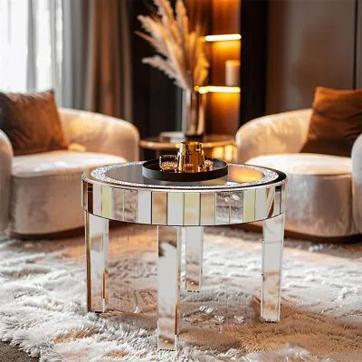 Large Mirrored Coffee Table Dazzling Diamonds Inlay Center Table W Geometric Leg • $165.90