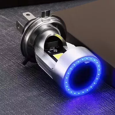 1X H4 9003 HB2 Motorcycle LED Headlight Bulb Globes Hi/Lo Blue Angel Eye 6000K • $26.95