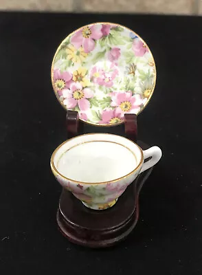 Rare 3/4  Mini Rosina Bone China Chintz TEACUP & SAUCER #5005 England • $31.49