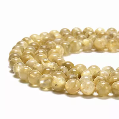 Natural Yellow Lepidolite Smooth Round Beads Size 10mm 15.5'' Strand (10mm) • $33.49