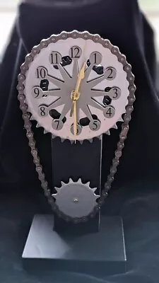 Silver Bike Chain Urban Industrial Wall Or Stand Clock Home Decor 12.5  Battery • $43