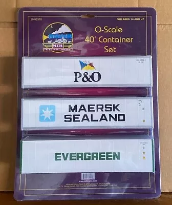 MTH Premier 40' Container Set O Scale P & O/Maersk/Evergreen 20-95378 • $59.95