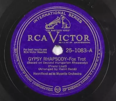 HENRI RENE Gypsy Rhapsody / Turkish Delight RCA VICTOR 25-1083  10  78rpm • $12