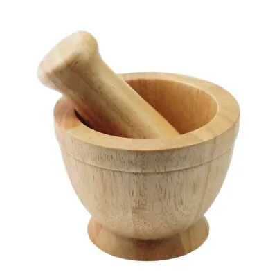 Wooden Mortar And Pestle Vintage Garlic Crusher OR Press Herb Spice Grinder 6'' • $55