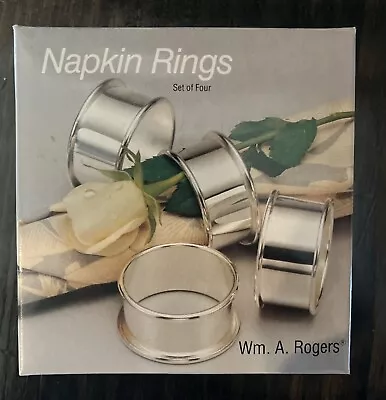 VTG Wm. A. Rogers Silver Plated Napkin Rings Holders NEW OLD STOCK  Set Of 4 • $10.99