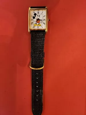 Lorus By Seiko Quartz Disney Mickey Stainless Steel Square Watch W/ Black Band • $8.99