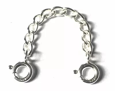 Sterling Silver 3.2mm Curb Necklace Extender Safety Chain 1  To 6  • £8.99