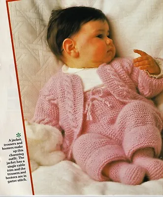 KP019. Knitting Pattern. Babies Outfit Jacket Trousers And Bootee. Paper Copy. • £3.50