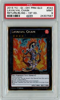 Yu-Gi-Oh! - Lavalval Chain - EN044 - Gold Rare - 1st Edition - PSA 9 Mint • $60
