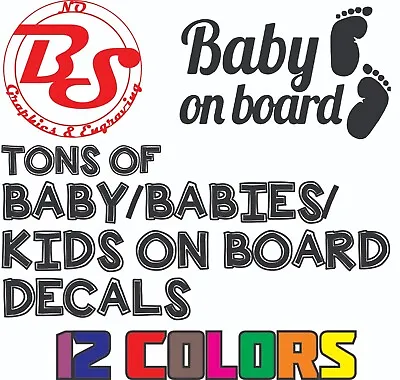 6  BABY ON BOARD Kids Boy Jedi Princess Decal Sticker Car Truck Van 4x4 Suv NoBS • $4.05