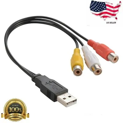 NEW USB 2.0 Male To 3 RCA RGB Female Video AV A/V Converter Cable For HDTV PC • $3.99