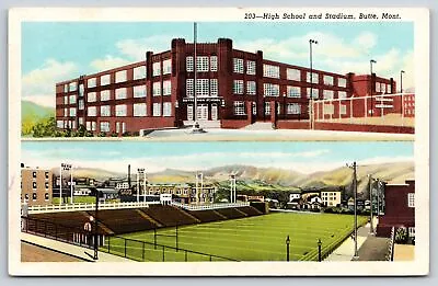 Butte Montana~High School & Stadium~Vintage Postcard • $3.70