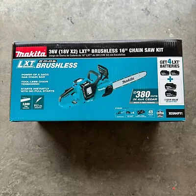 Makita XCU04PT1 36V (18V X2) LXT Brushless 16  Chain Saw Kit With 4 Batteries • $489.99