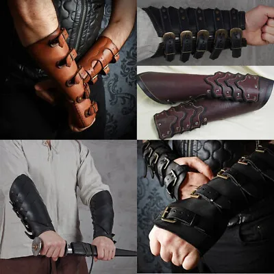 Steampunk Viking Leather Bracers Medieval Retro Gloves Vambraces Cosplay Costume • $23.29