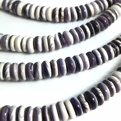 15.5  - Natural Purple Wampum Quahog Shell 8mm Roundel Beads HQ NEW DIY Special • $52.37