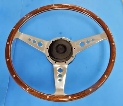 New 14  Genuine Moto-Lita Wood Steering Wheel W/ Adaptor Hub Jaguar XKE E-Type   • $599.95