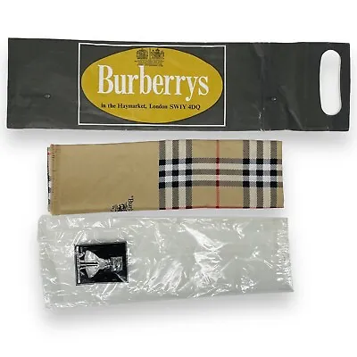 VTG Burberrys London Silk Scarf W Original Bag Plaid Time Capsule Deadstock ￼ • $750