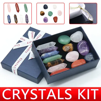 14Pc/set Reiki Healing Crystals Kit With Xmas Gift Box Natural Crystal Quartz • $13.99