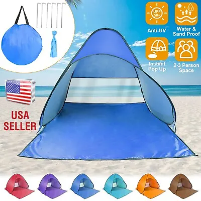 Pop Up Beach Tent Sun Shelter Shade Outdoor Camping Fishing Canopy For 2/3 Man • $30.12