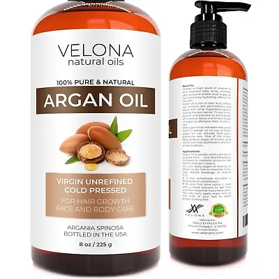Velona Argan Oil - 8 Oz | 100% Pure & Natural | Morocco Unrefined Cold Pressed • $16.95