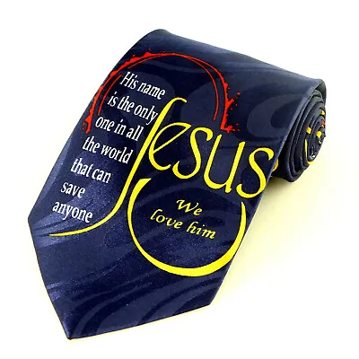 $14.90 • Buy Jesus We Love Him Men's Neck Tie Religious Christian Chirst Easter Blue Necktie 