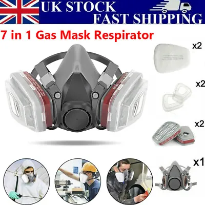 Respirator Mask Face Gas Mask With Filter Chemicals Protection Paint Mask 7 IN 1 • £7.47