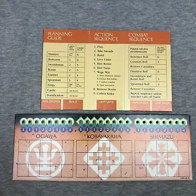  MB 1986 Shogun Board Game Parts Replacement Orange Reference Screen & Army Card • $2.62